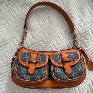 Dooney and Burke Vintage Denim and Leather Handbag